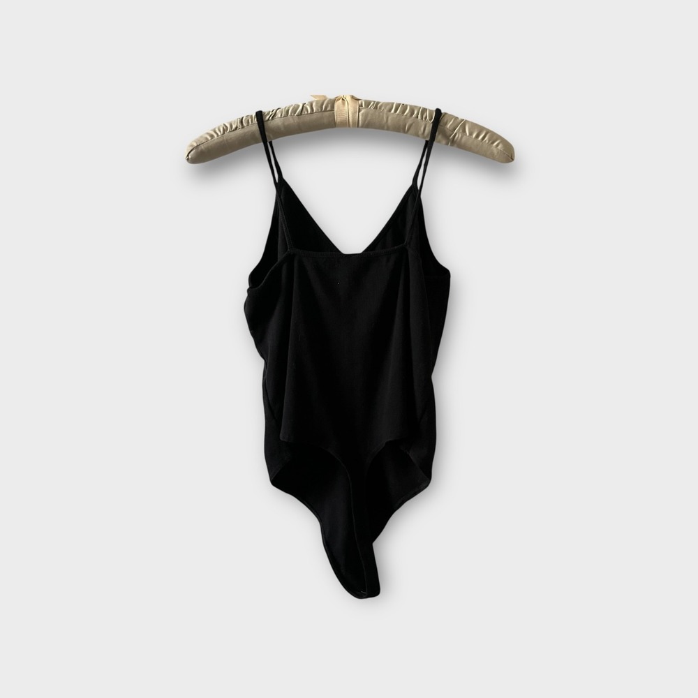 BP‎ Womens Black Ribbed V-Neck Spaghetti Strap Bodysuit Large NWT BP397555MI - Picture 5 of 9
